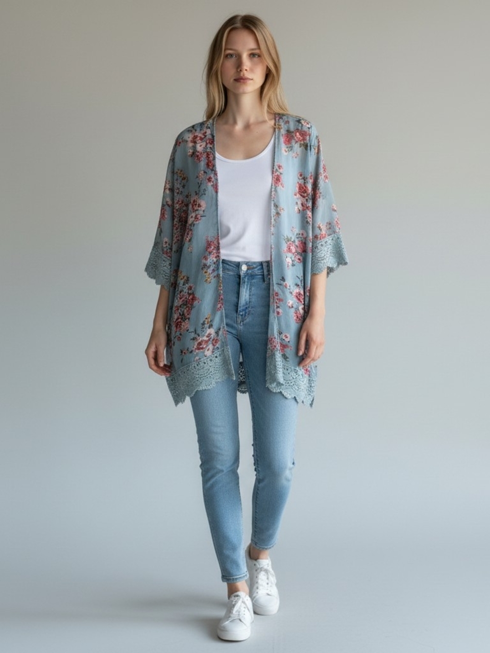 Rewind Light Blue Rose Rewind Cardigan